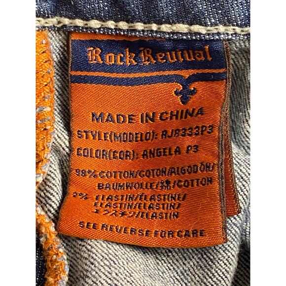 Rock Revival Angela Blue Denim Distressed Capri Jeans Women's Size 28 - Picture 7 of 10